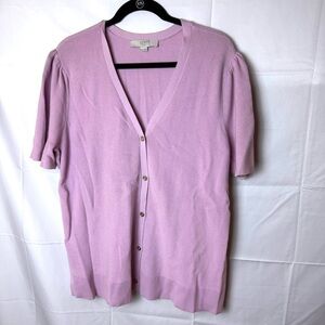 LOFT Plus Pink Knit Button-down Cardigan Size 20/22
